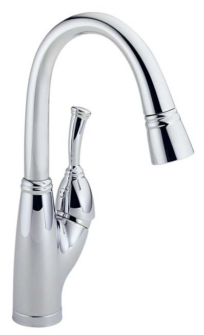 Delta Diamond Seal single handle bar faucet, shown in chrome