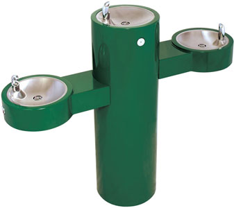 photo of triple bowl green ada pedestal drinking fountain