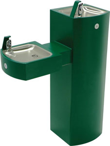 example of two bowl green ada pedestal drinking fountain