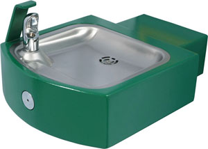 green wall mount drinking fountain