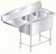 Aero dual compartment NSF sinks with left drainboard