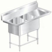 Aero dual compartment NSF sinks with right drainboard