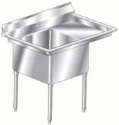 Aero single compartment NSF sinks with left drainboard