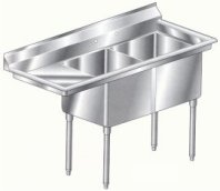 Aero double compartment NSF sinks with left drainboard