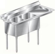 Aero double compartment NSF sinks with right drainboard