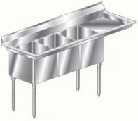 Aero triple compartment NSF sinks with left drainboard