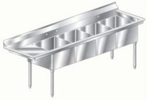 Aero four compartment NSF sinks with left drainboard