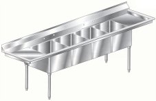 Aero triple compartment NSF sinks with two drainboards
