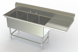 Image of Aero triple compartment NSF sink with right drainboard