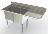 Image of Aero dual compartment NSF sinks with right drainboard
