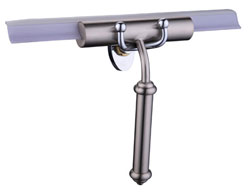 Photo of this decorative shower squeegee in satin nickel
