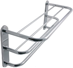 double towel shelf with one bar, concealed mounting, shown in chrome finish