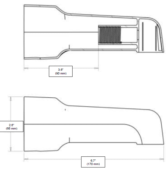 Extra long 6½" spout Tub filler only (no shower diverter) 1/2" ips