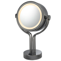 Double-Sided Lighted Vanity Mirror - black nickel finish