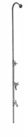 Image of swimming pool shower with hose bibb, foot wash, cross handle