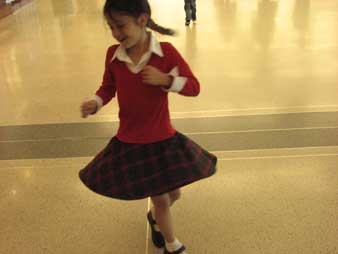 Alanna enjoying herself in the Chicago Airport