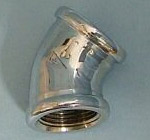 chrome 45 degree brass fitting