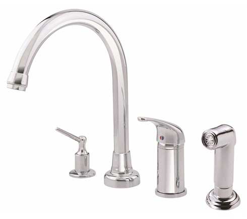 Danze Melrose deck mount kitchen faucet an image of the Danze Melrose deck mount kitchen faucet