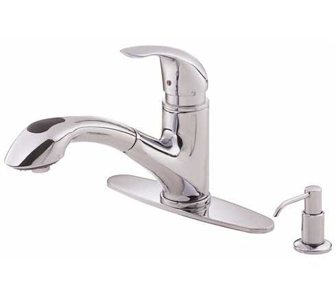 Danze Melrose pull-out kitchen faucet an image of the Danze Melrose pull-out kitchen faucet