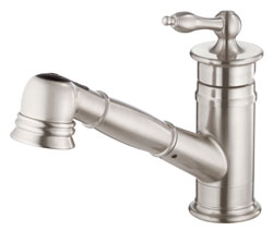 Photo of a Prince series single handle kitchen faucet, shown in chrome