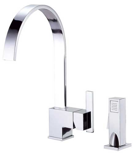 Single Handle Kitchen Faucet w/ Side Spray, shown in Chrome