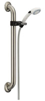 image of handicap grab bar with sliding handshower holder