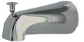 Photo of a diverter style brushed nickel tub spout