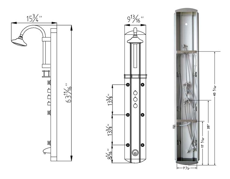 Designer Shower Columns With Hand Shower