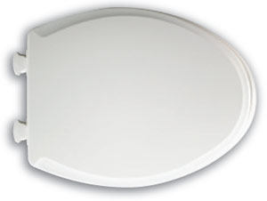 Toilet seat closes softly so you won't have to hear a loud slamming noise Image of easy closing toilet seat