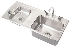 Example of two bowl ADA compliant sink with fountain sink