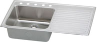 single bowl kitchen sink with right drainboard and 5 faucet holes