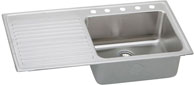 single bowl kitchen sink with left drainboard and 5 faucet holes