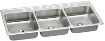 triple bowl stainless steel kitchen sink with 8 faucet holes