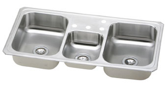Triple bowl kitchen sinks