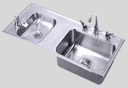 Photo of handicap friendly two bowl Elkay classroom sink package