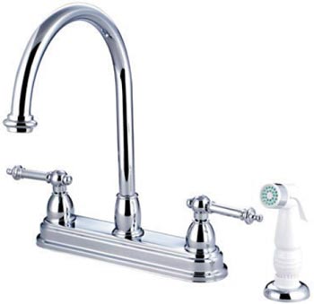 image of ES3751TL deckmount gooseneck kitchen faucet with side spray