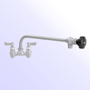 Fisher 4 inch center to center backsplash mount faucets with control swing spout