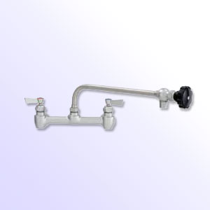 Fisher 8 inch center to center backsplash mount faucet with control swing spout - lead free