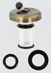 an image of the flip-it bathroom sink drain stopper in antique brass