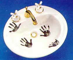 Hand decorated porcelain self rimming china bathroom sinks