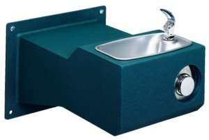image of Halsey Taylor outdoor wall mount Endura series drinking fountain, shown in green