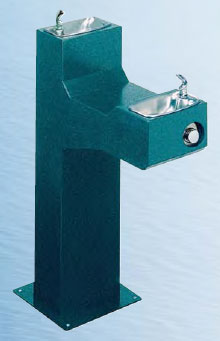 image of a Halsey Taylor Endura series dual level pedestal drinking fountain, shown in green