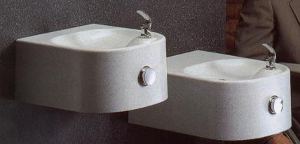 picture of an installed HalseyTaylor double bowl Contour series drinking fountain