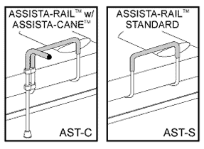images of the HealthCraft Assista-Rail options