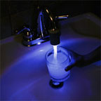 Faucet light glowing blue