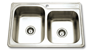 double bowl stainless steel sink