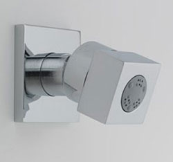 Jaclo Cubix body spray with square escutcheon, shown in chrome