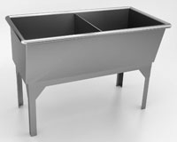 Image of free standing two compartment laundry tub sink
