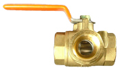 Brass/bronze 3-way ball valve
