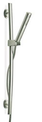 example of the Novello hand held shower with slide bar, shown in chrome